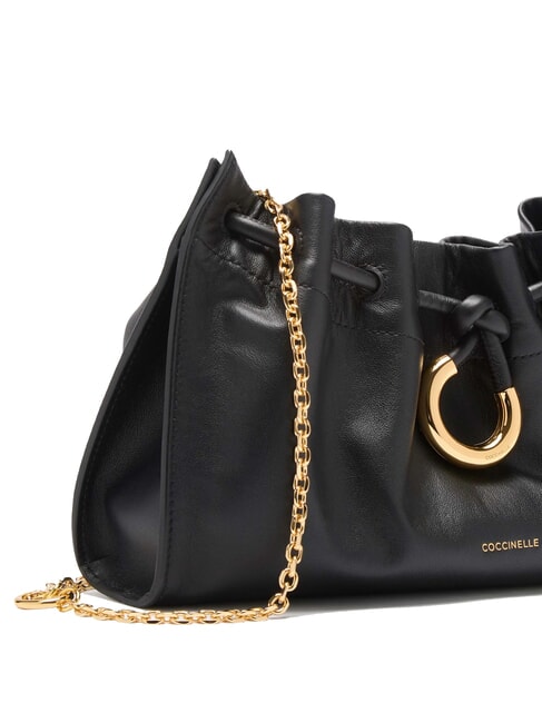 ISABELA Sac en cuir avec bandouli&egrave;re en m&eacute;tal Noir - Sacs pour Femme