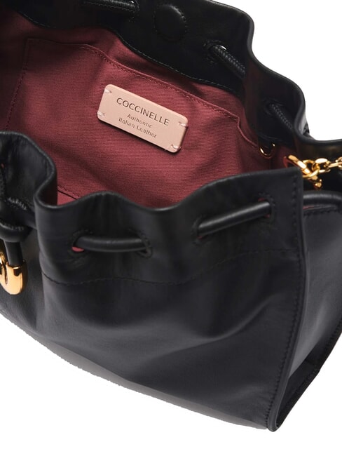 ISABELA Sac en cuir avec bandouli&egrave;re en m&eacute;tal Noir - Sacs pour Femme