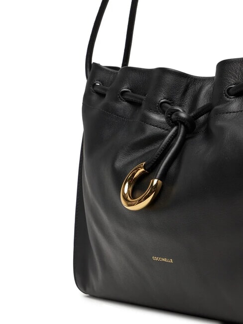 ISABELA sac bandouli&egrave;re en cuir souple Noir - Sacs pour Femme