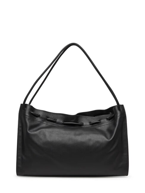 ISABELA sac bandouli&egrave;re en cuir souple Noir - Sacs pour Femme