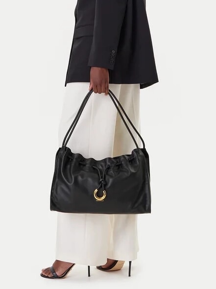 ISABELA sac bandouli&egrave;re en cuir souple Noir - Sacs pour Femme