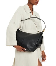 COCCINELLE CAMPUS Sac &agrave; bandouli&egrave;re hobo en cuir martel&eacute; Noir - Sacs pour Femme - 4