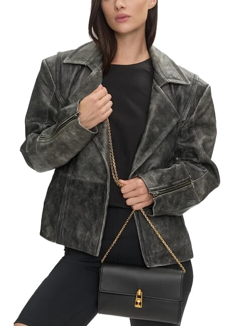 MAGIE 2NITE Pochette en cuir avec bandouli&egrave;re en cha&icirc;ne Noir - Sacs pour Femme