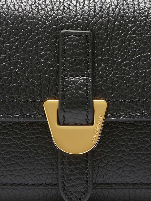 CAMPUS Portefeuille moyen en cuir martel&eacute; Noir - Portefeuilles Femme