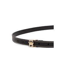 TOMMY HILFIGER TH LOGO ceinture en cuir fin le noir - Ceintures - 4