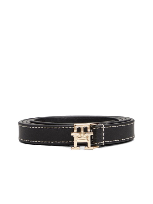 TH LOGO ceinture en cuir fin le noir - Ceintures