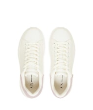 ARMANI EXCHANGE SUPER MINI-TUMBLED Baskets blanc cass&eacute; + rose p&acirc;le - Chaussures Femme - 4