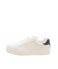 ARMANI EXCHANGE A|X COURTSIDE Baskets en cuir blanc cass&eacute; + bleu marine fonc&eacute; - Chaussures Homme - 3
