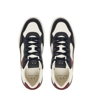 ARMANI EXCHANGE A|X Baskets pour hommes blanc cass&eacute; + bleu marine fonc&eacute; - Chaussures Homme - 4