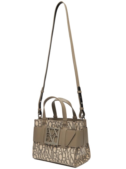 LOGO ALL OVER Petit sac avec bandouli&egrave;re sable sonore / basse brune - Sacs pour Femme