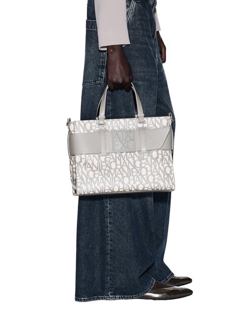 LOGO ALL OVER Sac &agrave; main avec bandouli&egrave;re sable sonore / basse brune - Sacs pour Femme