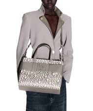 ARMANI EXCHANGE LOGO ALL OVER Sac &agrave; main avec bandouli&egrave;re sable sonore / basse brune - Sacs pour Femme - 6