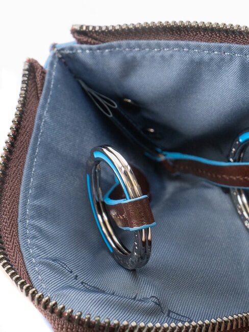 BLUE SQUARE &Eacute;tui &agrave; cl&eacute;s en cuir ACAJOU - Porte-cl&eacute;s