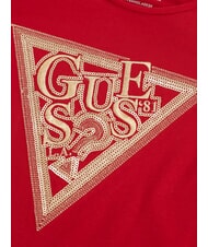 GUESS KIDS T-shirt en coton imprim&eacute; et orn&eacute; de strass piment rouge - Tee-shirt enfant - 3