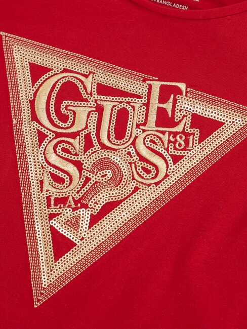 KIDS T-shirt en coton imprim&eacute; et orn&eacute; de strass piment rouge - Tee-shirt enfant