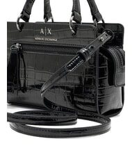 ARMANI EXCHANGE A|X CROCO Micro sac &agrave; main, avec bandouli&egrave;re noir - Sacs pour Femme - 4