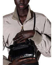 ARMANI EXCHANGE A|X CROCO Micro sac &agrave; main, avec bandouli&egrave;re noir - Sacs pour Femme - 6