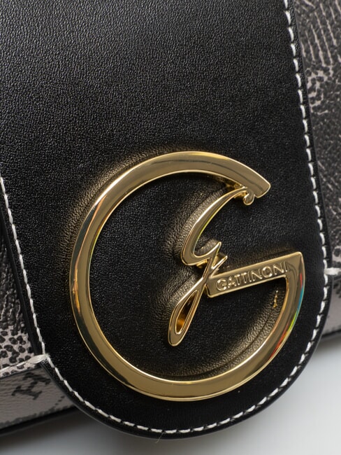 PLANETARIUM Sac bandouli&egrave;re &agrave; rabat monochrome gris clair/noir - Sacs pour Femme