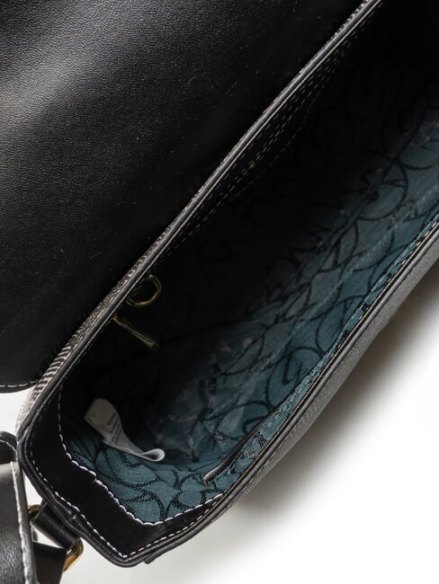 PLANETARIUM Sac bandouli&egrave;re &agrave; rabat monochrome gris clair/noir - Sacs pour Femme