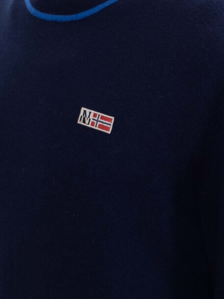 DONORI pull en laine m&eacute;lang&eacute;e blu marine - Pulls pour hommes