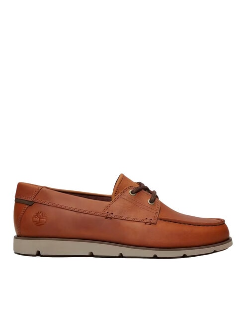 GRAFTON BAY chaussures de voile en cuir orange fonc&eacute;, grain entier - Chaussures Homme
