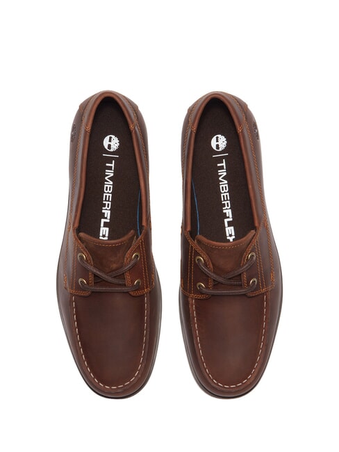 GRAFTON BAY chaussures de voile en cuir pleine fleur brun moyen - Chaussures Homme