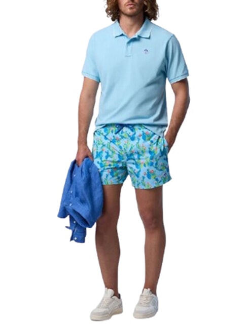 COLLAR STRIPED Polo &agrave; manches courtes en coton bleu doux - chemise polo