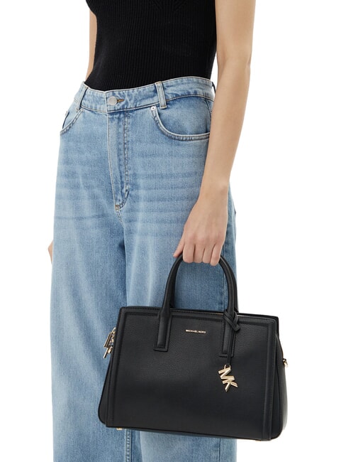 LAILA Sac &agrave; main en cuir avec bandouli&egrave;re noir - Sacs pour Femme