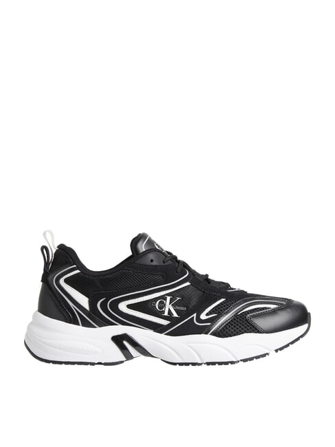 CK JEANS Retro Tennis Baskets en cuir noir - Chaussures Homme