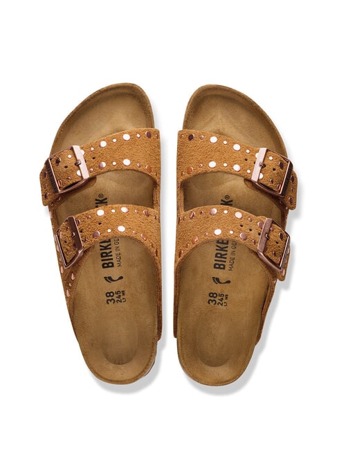 ARIZONA RIVET sandales en cuir vison - Chaussures Femme