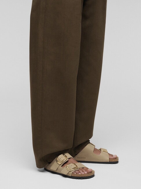 ARIZONA BIG BUCKLE pantoufle en cuir &agrave; 2 brides tabac brun - Chaussures Femme