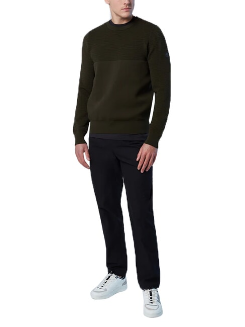 KNITTED Pull &agrave; col rond vert for&ecirc;t - Pulls pour hommes