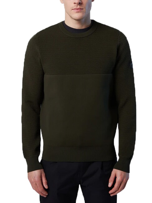 KNITTED Pull &agrave; col rond vert for&ecirc;t - Pulls pour hommes