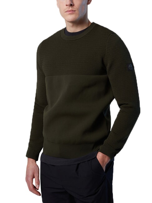 KNITTED Pull &agrave; col rond vert for&ecirc;t - Pulls pour hommes