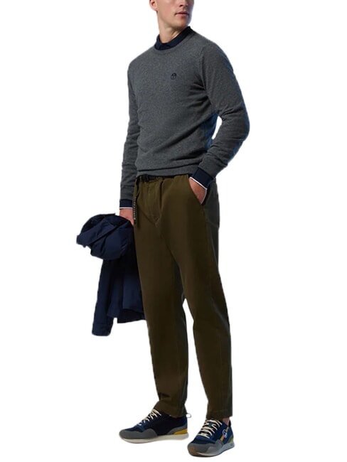 N|S Pull col rond m&eacute;lange gris moyen - Pulls pour hommes