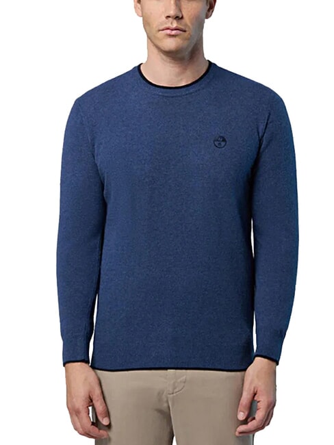 N|S Pull col rond M&eacute;lange de bleu de Chine - Pulls pour hommes