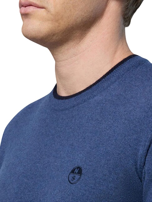 N|S Pull col rond M&eacute;lange de bleu de Chine - Pulls pour hommes