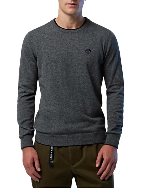N|S Pull col rond m&eacute;lange gris fonc&eacute; - Pulls pour hommes
