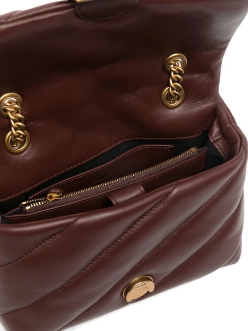 MINI LOVE BAG Sac en nappa vin de Bourgogne - or antique - Sacs pour Femme