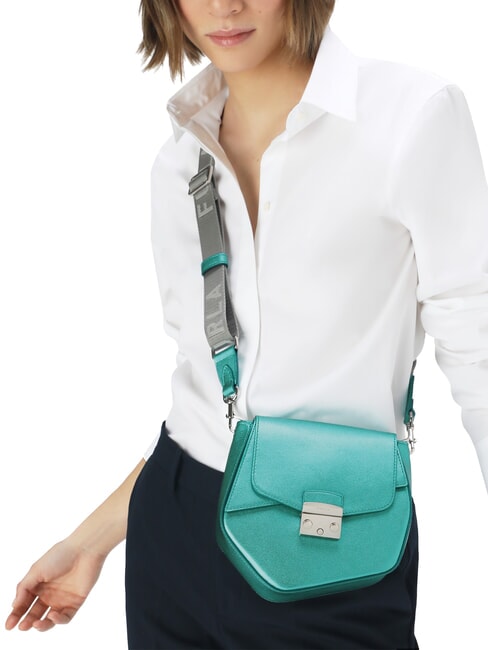 CAMPIONARIO - METROPOLIS sac bandouli&egrave;re en cuir z&eacute;phyr + argent clair - Sacs pour Femme