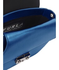 FURLA METROPOLIS sac bandouli&egrave;re en cuir bleu cobalt + argent clair - Sacs pour Femme - 3