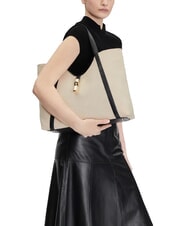 FURLA CAMPIONARIO - GOCCIA sac bandouli&egrave;re en toile naturel + noir - Sacs pour Femme - 2