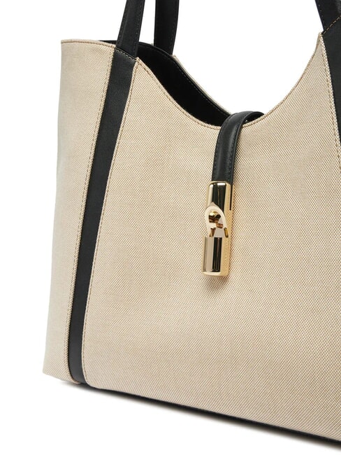 CAMPIONARIO - GOCCIA sac bandouli&egrave;re en toile naturel + noir - Sacs pour Femme