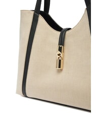 FURLA CAMPIONARIO - GOCCIA sac bandouli&egrave;re en toile naturel + noir - Sacs pour Femme - 4