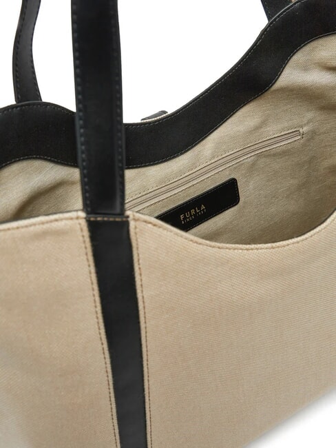 CAMPIONARIO - GOCCIA sac bandouli&egrave;re en toile naturel + noir - Sacs pour Femme
