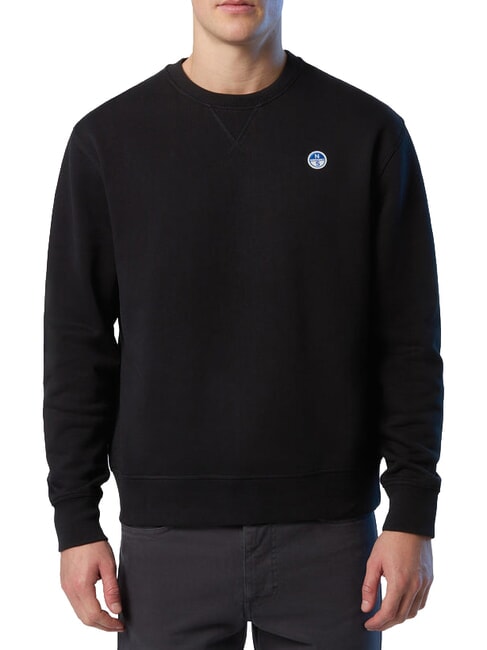 ROUND LOGO Sweat-shirt ras du cou en coton noir - Pulls molletonn&eacute;s