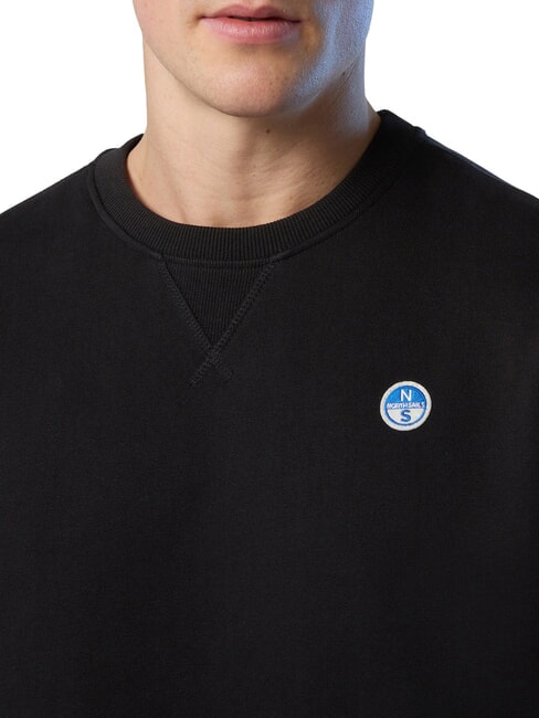 ROUND LOGO Sweat-shirt ras du cou en coton noir - Pulls molletonn&eacute;s