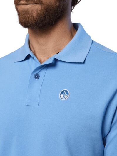 BASIC Polo &agrave; manches courtes en coton bleu clair - chemise polo