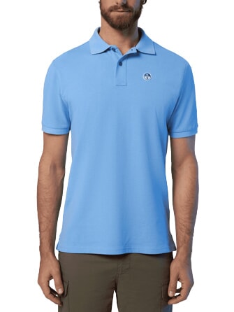 BASIC Polo &agrave; manches courtes en coton bleu clair - chemise polo