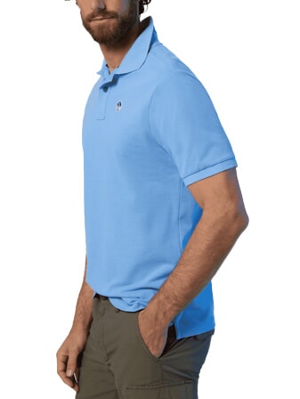 BASIC Polo &agrave; manches courtes en coton bleu clair - chemise polo